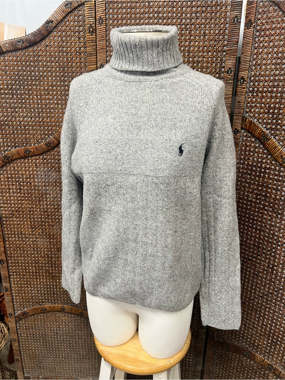 Polo Ralph Lauren wool turtleneck sweater gray large